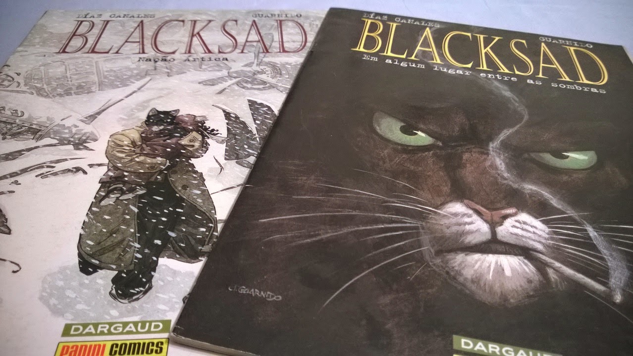 Dois volumes de Blacksad publicados pela Panini. Via: Me Gusta Quadrinhos.