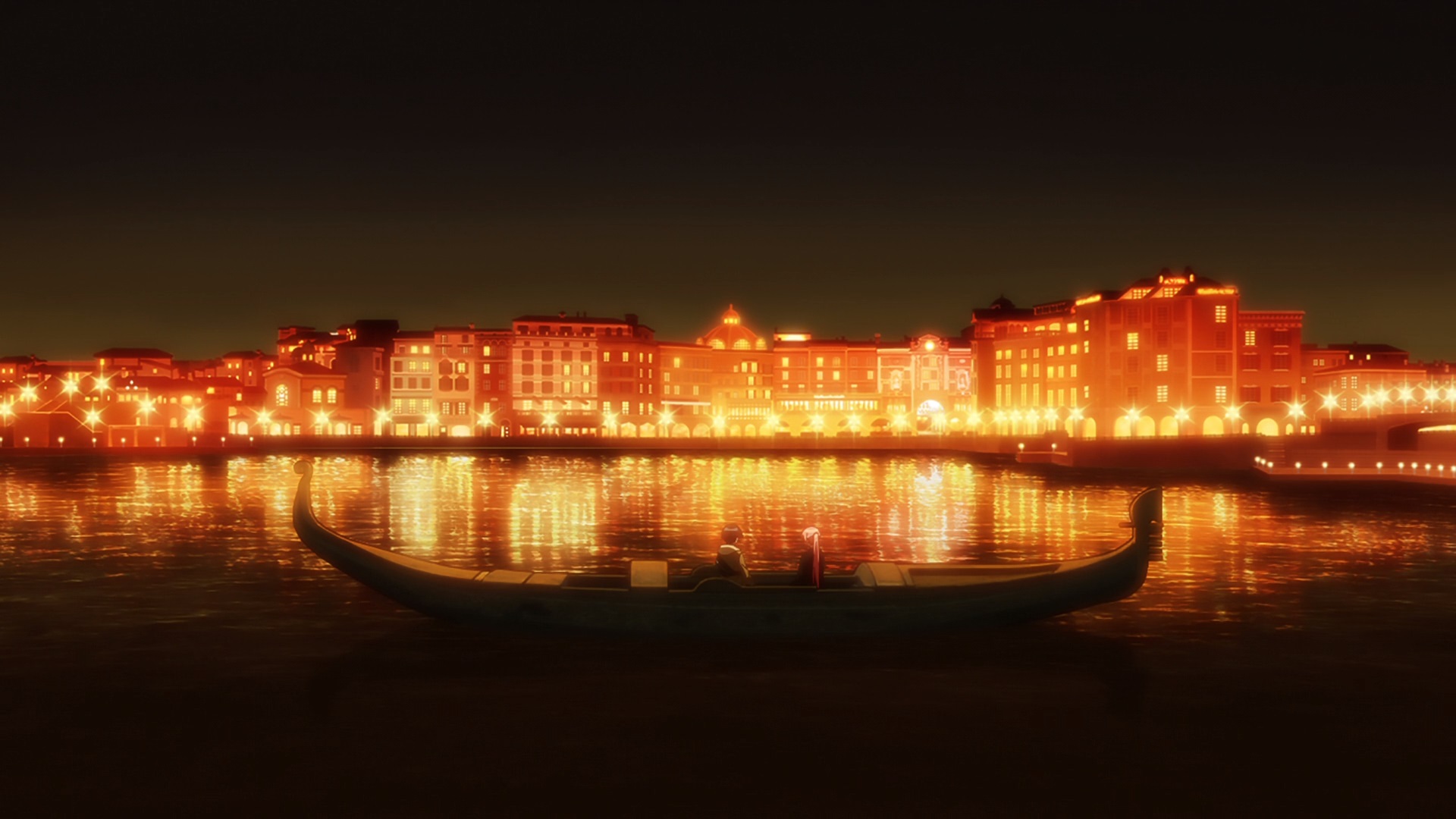 Captura de tela do episódio 12 de "Shikimori's not just a cutie", mostrando um cenário noturno